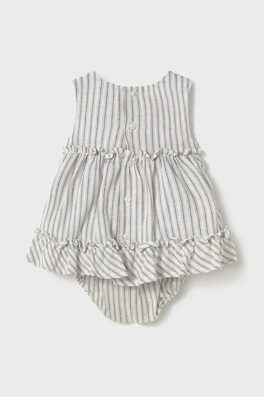 Детское платье с примесью льна Mayoral Newborn цвет бежевый mini расклешённое 1844