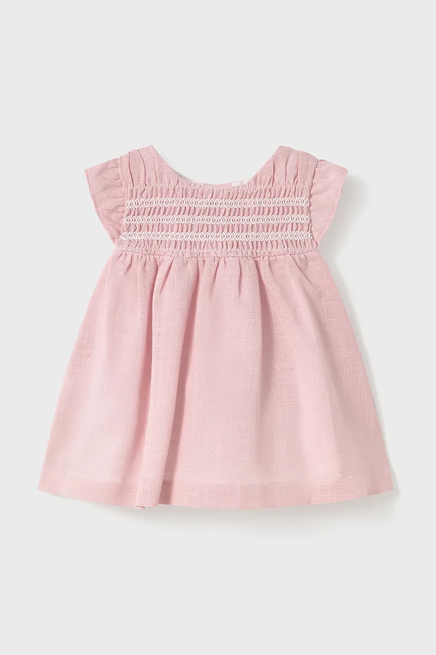 Mayoral Newborn rochie bebe culoarea roz, mini, evazati, 1846 Mayoral Newborn rochie bebe culoarea roz, mini, evazati, 1846