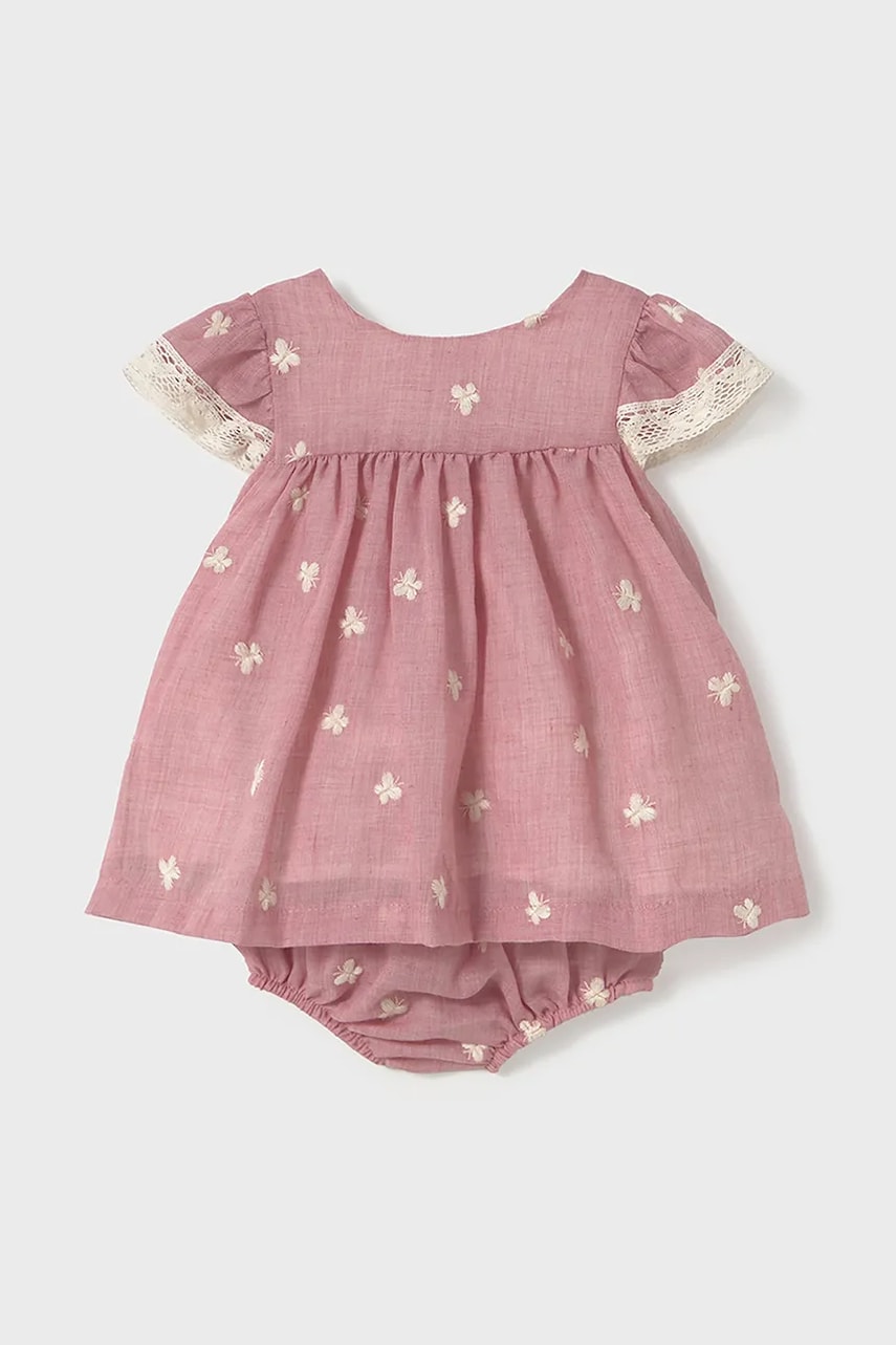 Mayoral Newborn rochie bebe culoarea roz, mini, evazati, 1848 Mayoral Newborn rochie bebe culoarea roz, mini, evazati, 1848