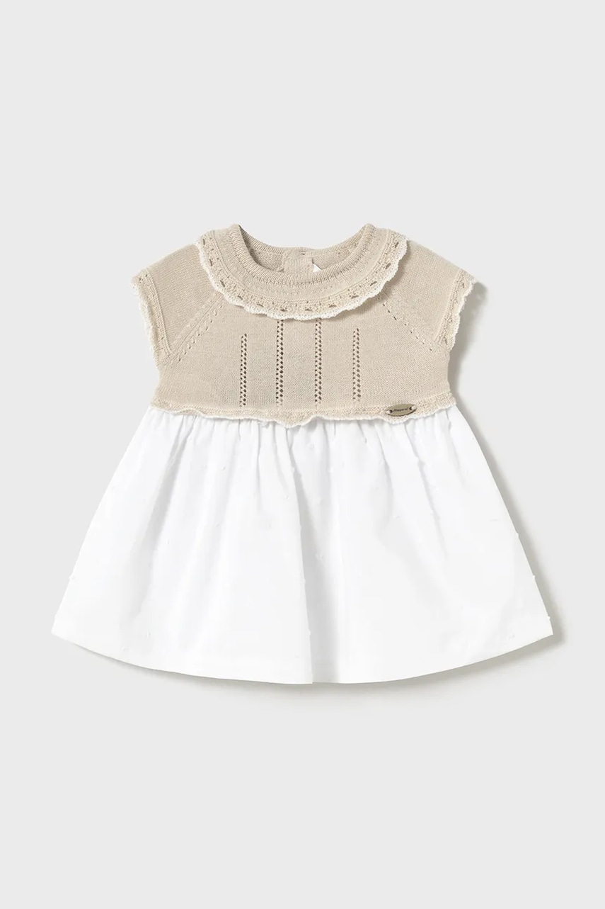 Mayoral Newborn rochie din bumbac pentru bebeluși culoarea alb, mini, evazati, 1849 Mayoral Newborn rochie din bumbac pentru bebeluși culoarea alb, mini, evazati, 1849