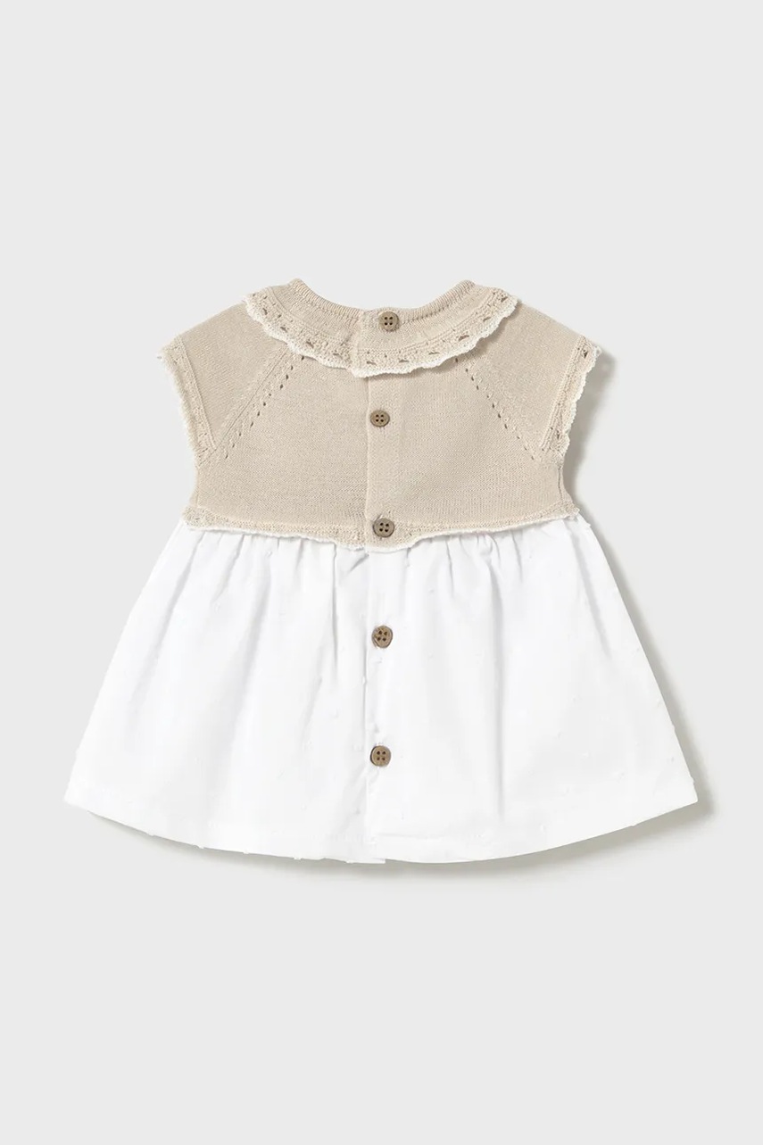 Детское хлопковое платье Mayoral Newborn цвет белый mini расклешённое 1849