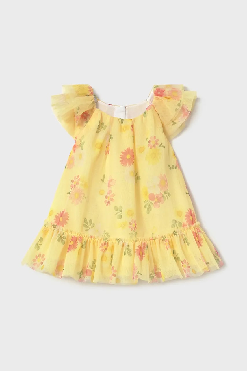 Mayoral Newborn rochie bebe culoarea galben, mini, evazati, 1850 Mayoral Newborn rochie bebe culoarea galben, mini, evazati, 1850