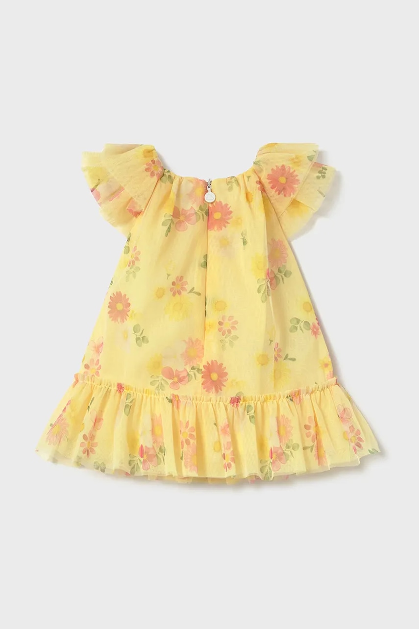 Платье для младенцев Mayoral Newborn цвет жёлтый mini расклешённое 1850 Платье для младенцев Mayoral Newborn цвет жёлтый mini расклешённое 1850