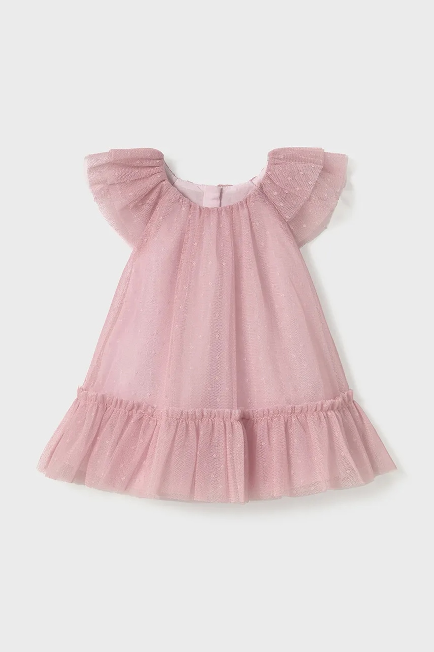 Mayoral Newborn rochie bebe culoarea roz, mini, evazati, 1850 Mayoral Newborn rochie bebe culoarea roz, mini, evazati, 1850