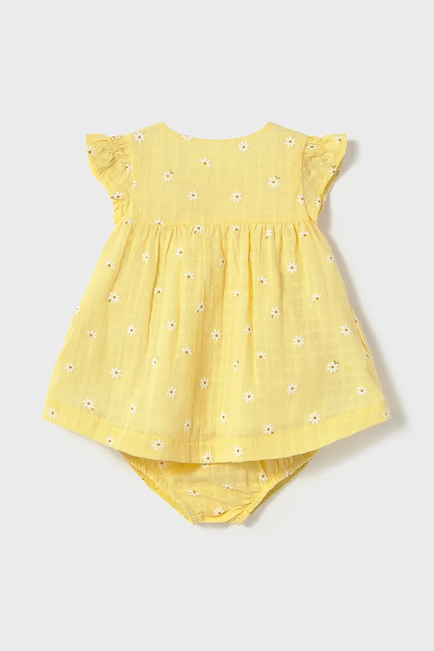 Детское хлопковое платье Mayoral Newborn цвет жёлтый mini расклешённое 1851
