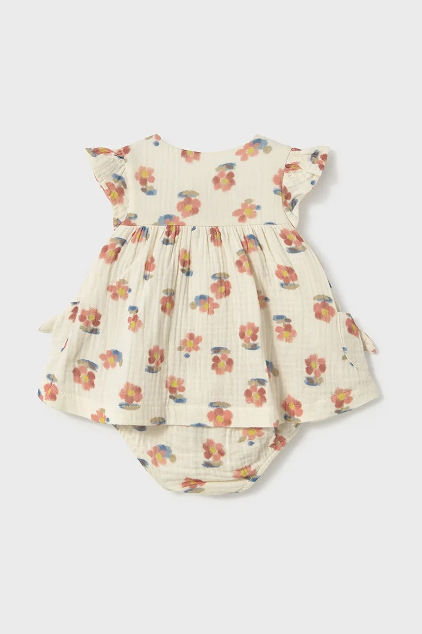 Детское хлопковое платье Mayoral Newborn цвет оранжевый mini расклешённое 1851 Детское хлопковое платье Mayoral Newborn цвет оранжевый mini расклешённое 1851