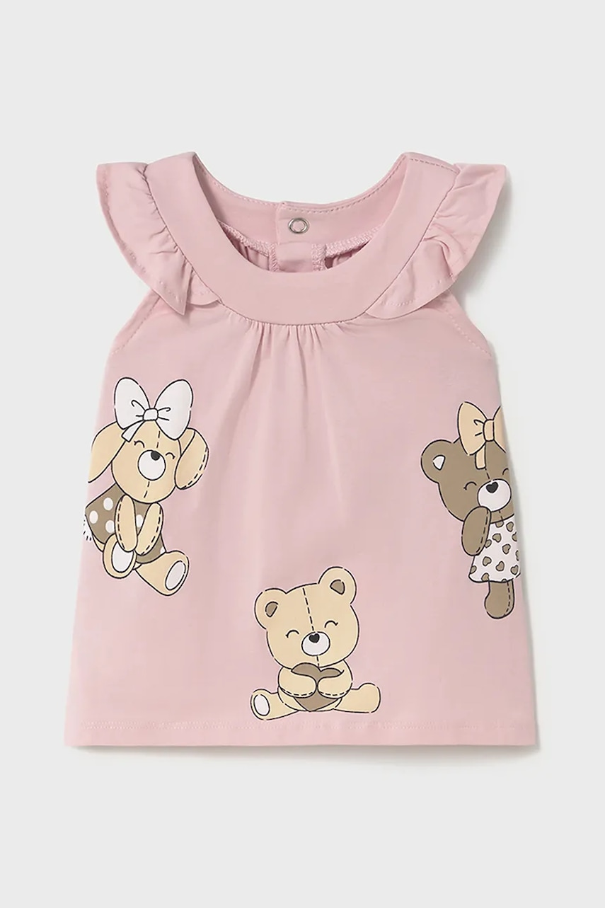 Mayoral Newborn rochie din bumbac pentru bebeluși culoarea roz, mini, evazată, 1852