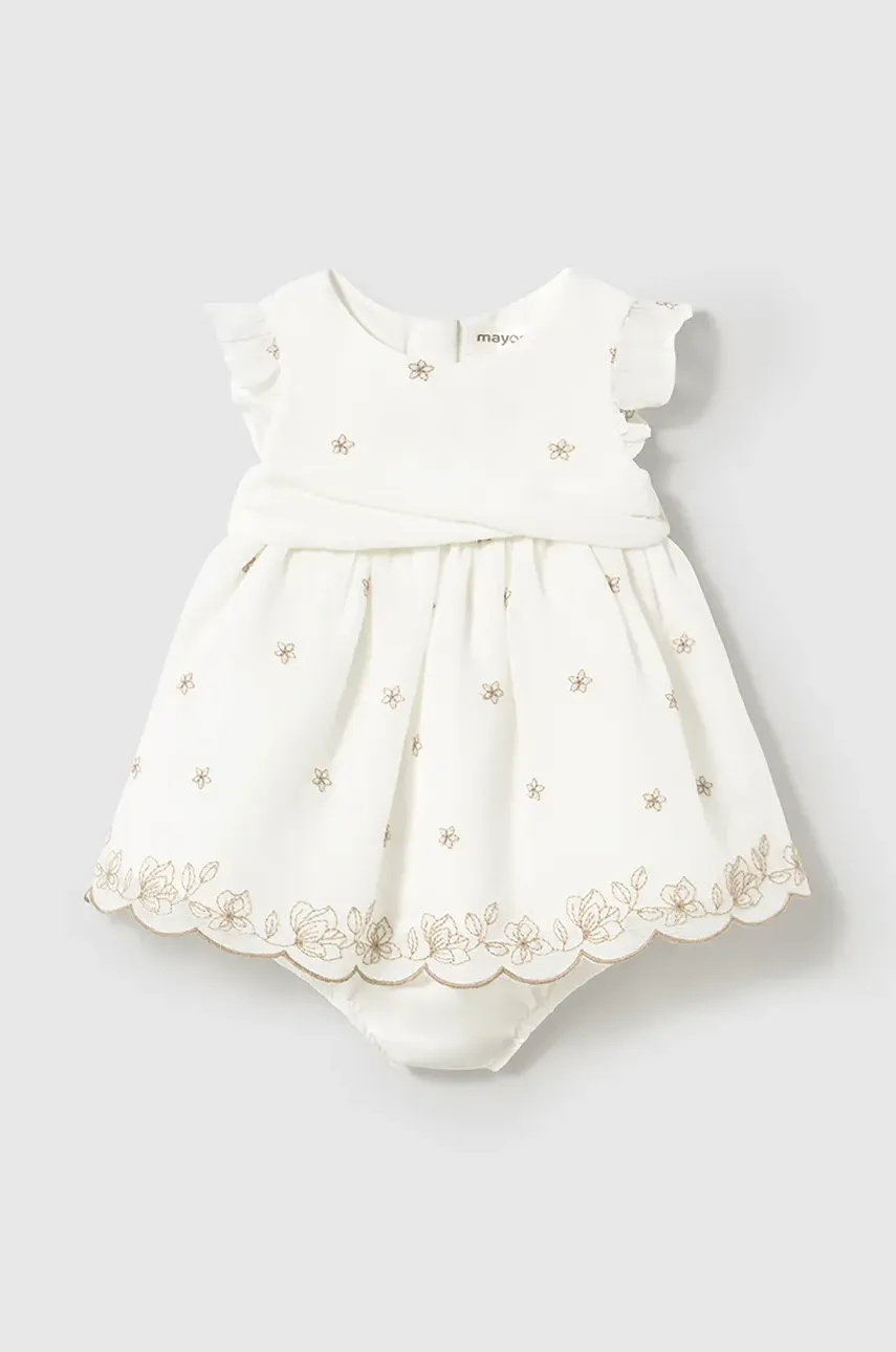 Mayoral Newborn rochie bebe culoarea bej, mini, evazată, 1856