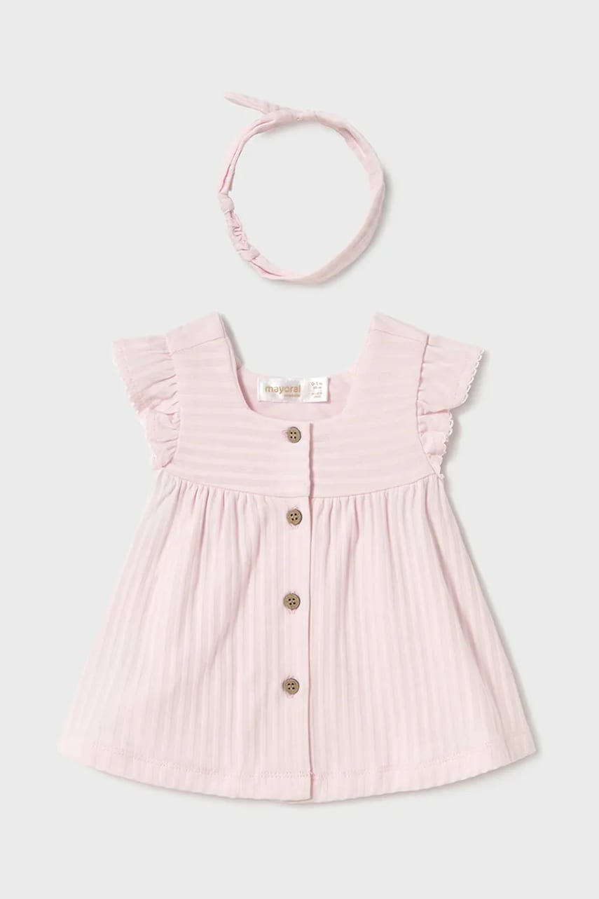 Mayoral Newborn rochie din bumbac pentru bebeluși culoarea roz, mini, evazati, 1866 Mayoral Newborn rochie din bumbac pentru bebeluși culoarea roz, mini, evazati, 1866