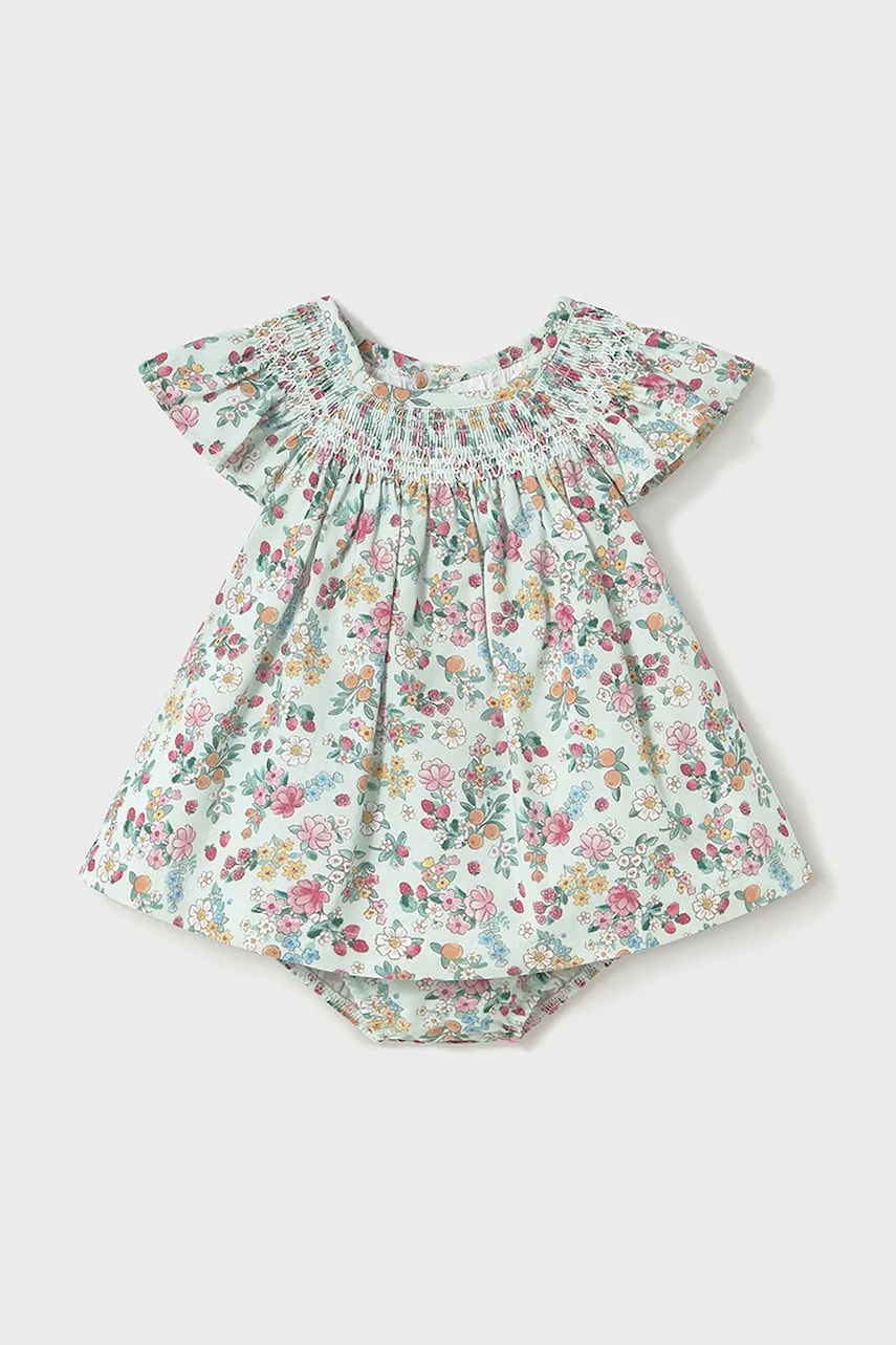 Mayoral Newborn rochie din bumbac pentru bebeluși culoarea turcoaz, mini, evazată, 1867