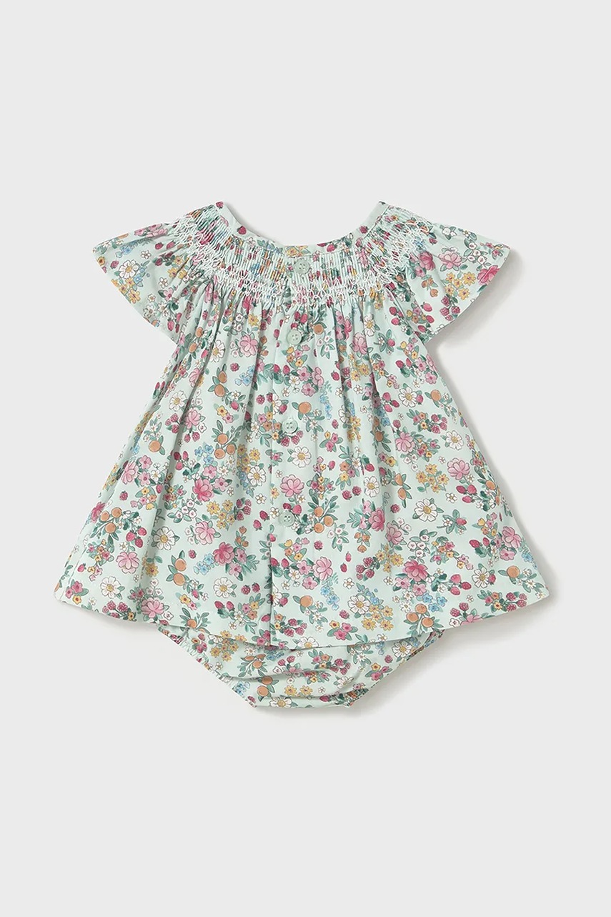 Детское хлопковое платье Mayoral Newborn цвет бирюзовый mini расклешённое 1867