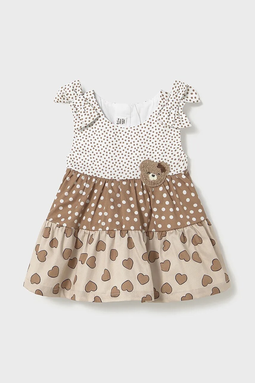 Mayoral Newborn rochie din bumbac pentru bebeluși culoarea maro, mini, evazati, 1868