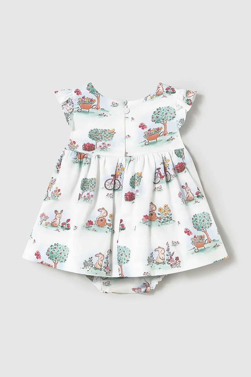 Детское хлопковое платье Mayoral Newborn цвет белый mini расклешённое 1869