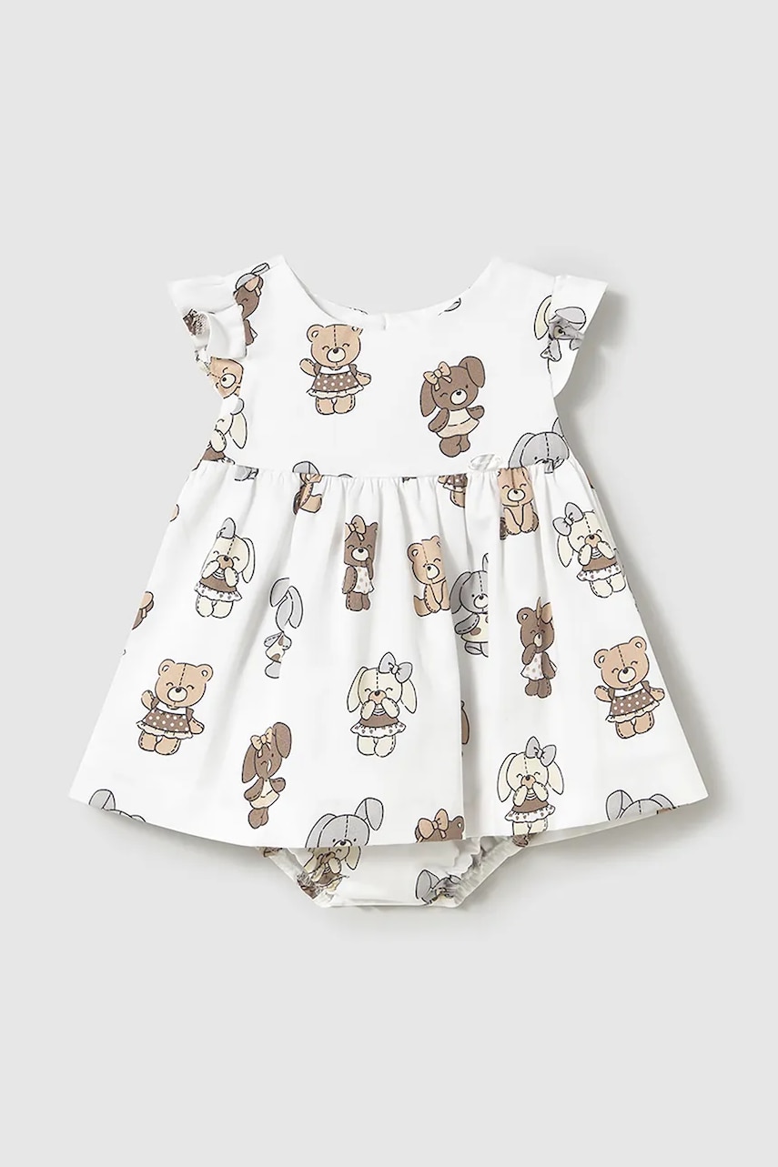 Mayoral Newborn rochie din bumbac pentru bebeluși culoarea bej, mini, evazati, 1869 Mayoral Newborn rochie din bumbac pentru bebeluși culoarea bej, mini, evazati, 1869