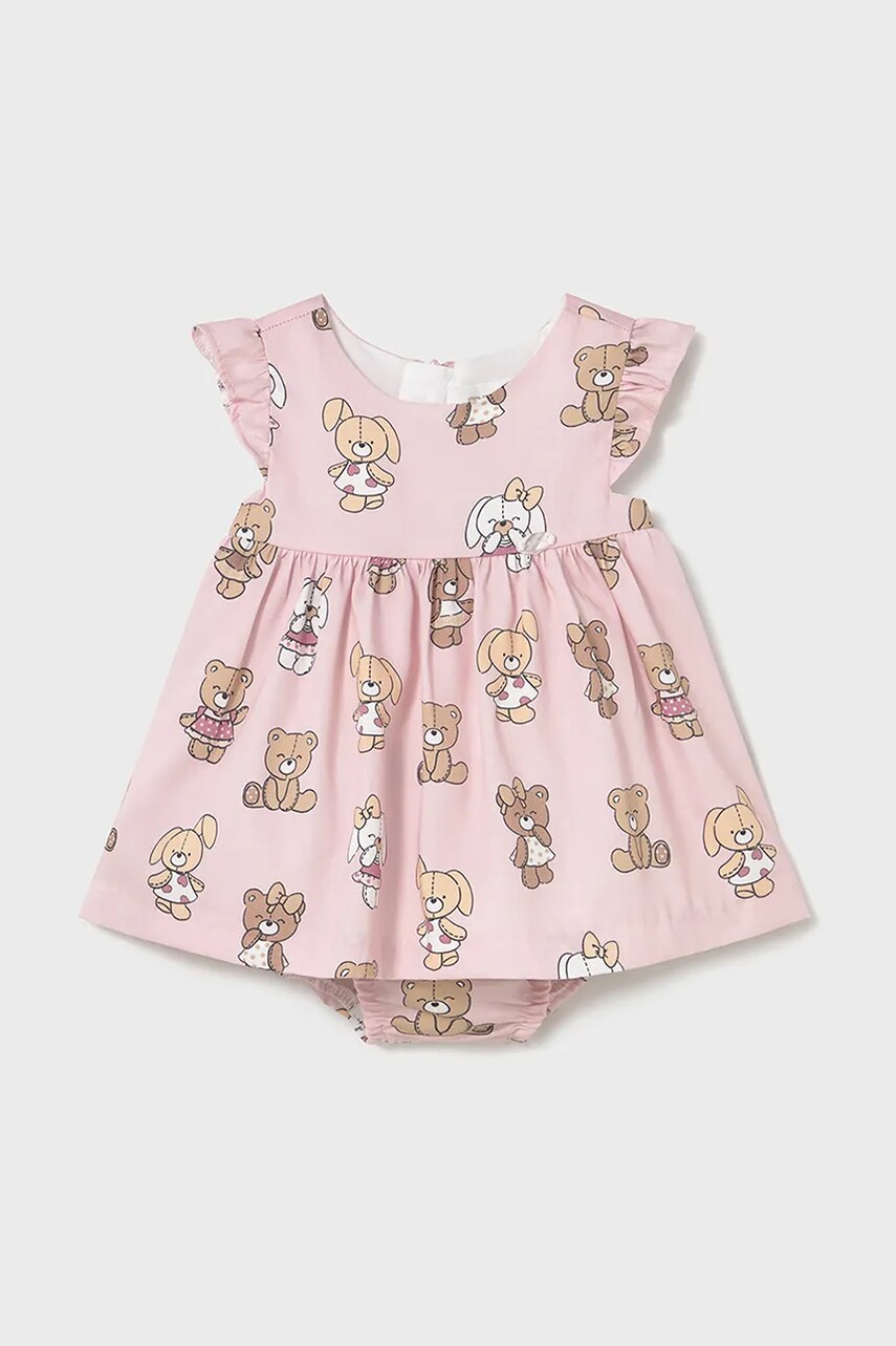 Mayoral Newborn rochie din bumbac pentru bebeluși culoarea roz, mini, evazati, 1869 Mayoral Newborn rochie din bumbac pentru bebeluși culoarea roz, mini, evazati, 1869