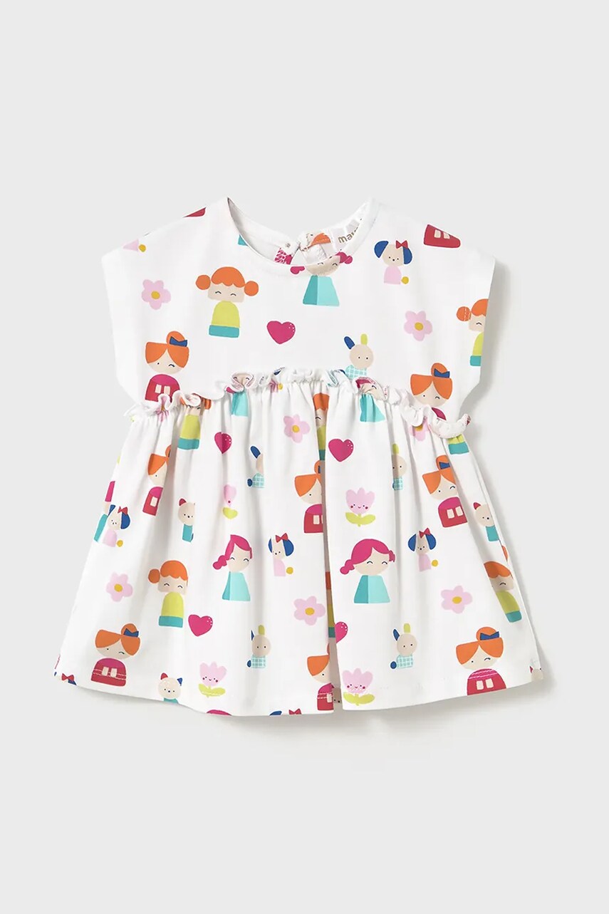 Mayoral Newborn rochie bebe culoarea alb, mini, evazată, 1870