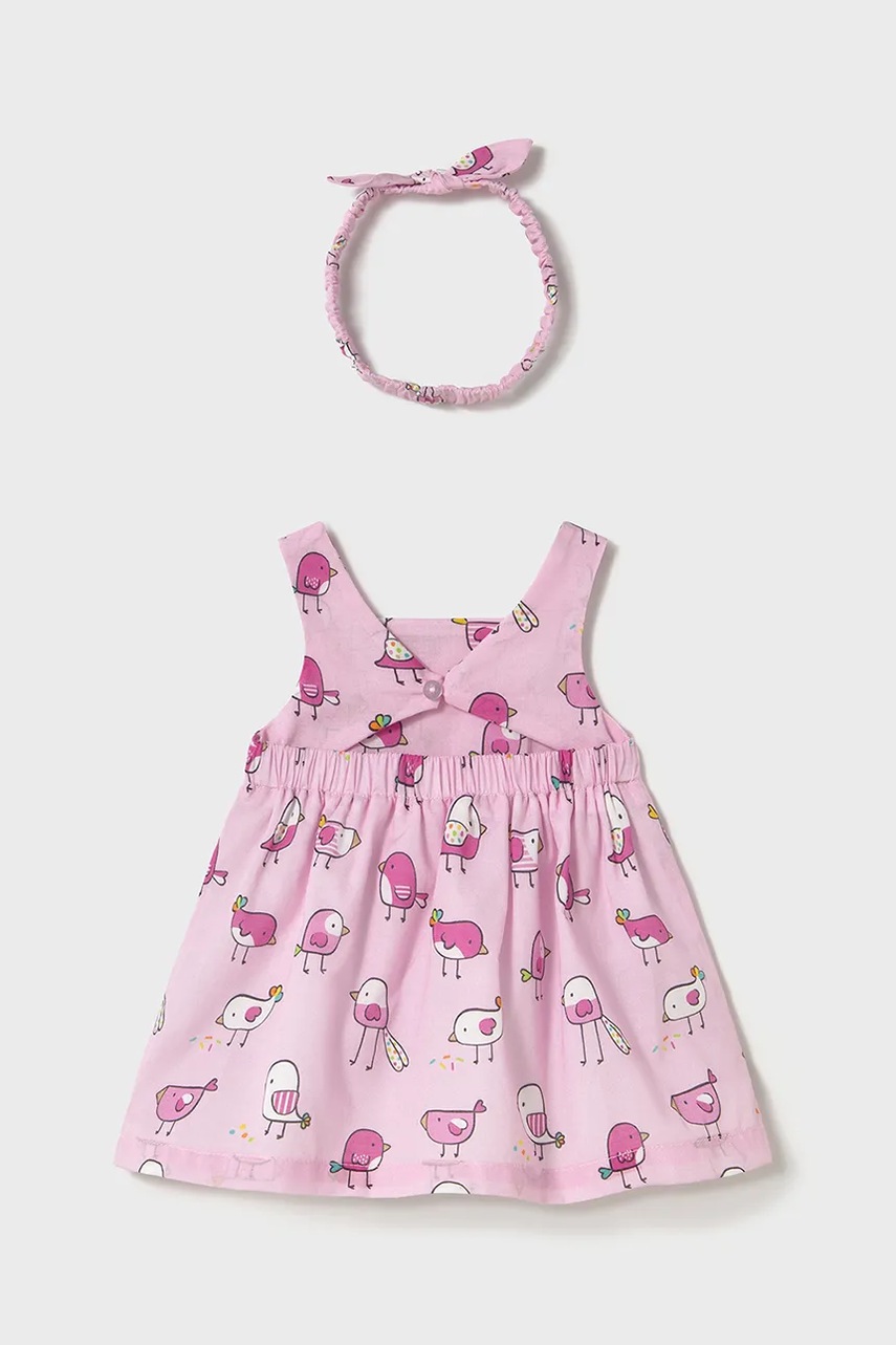 Детское хлопковое платье Mayoral Newborn цвет розовый mini расклешённое 1873