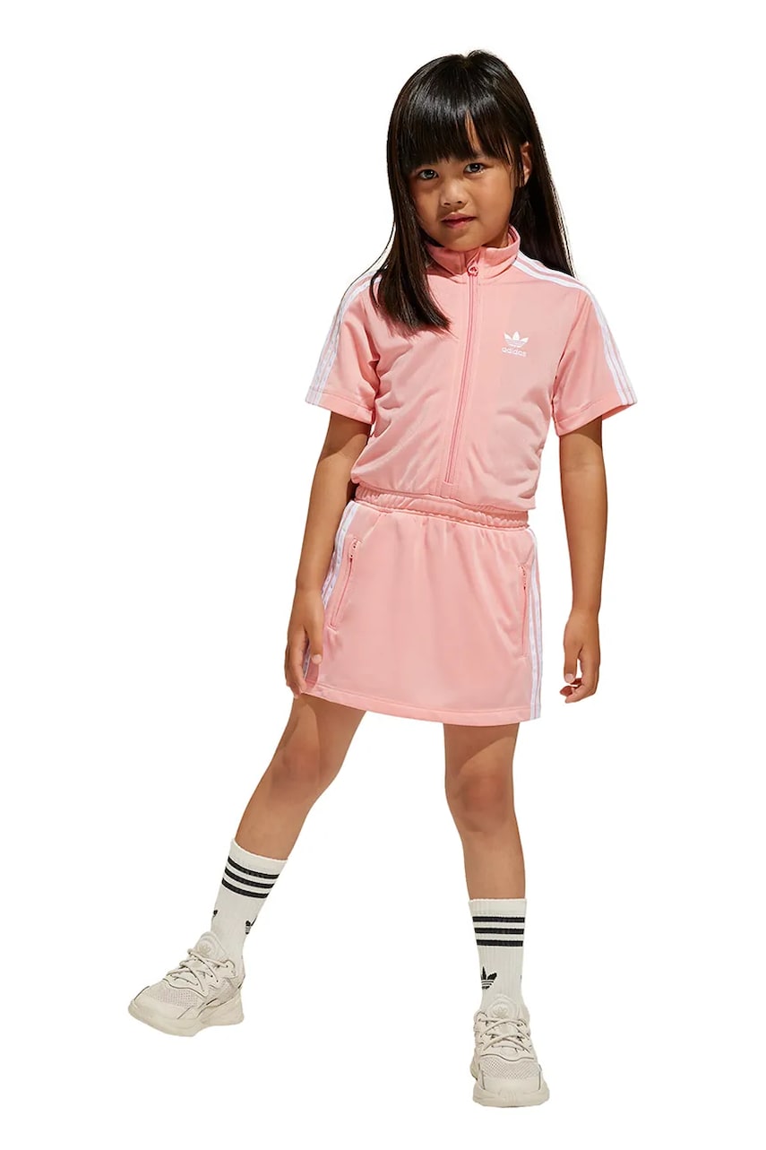 adidas Originals rochie fete culoarea roz, midi, drept, JC9170 adidas Originals rochie fete culoarea roz, midi, drept, JC9170