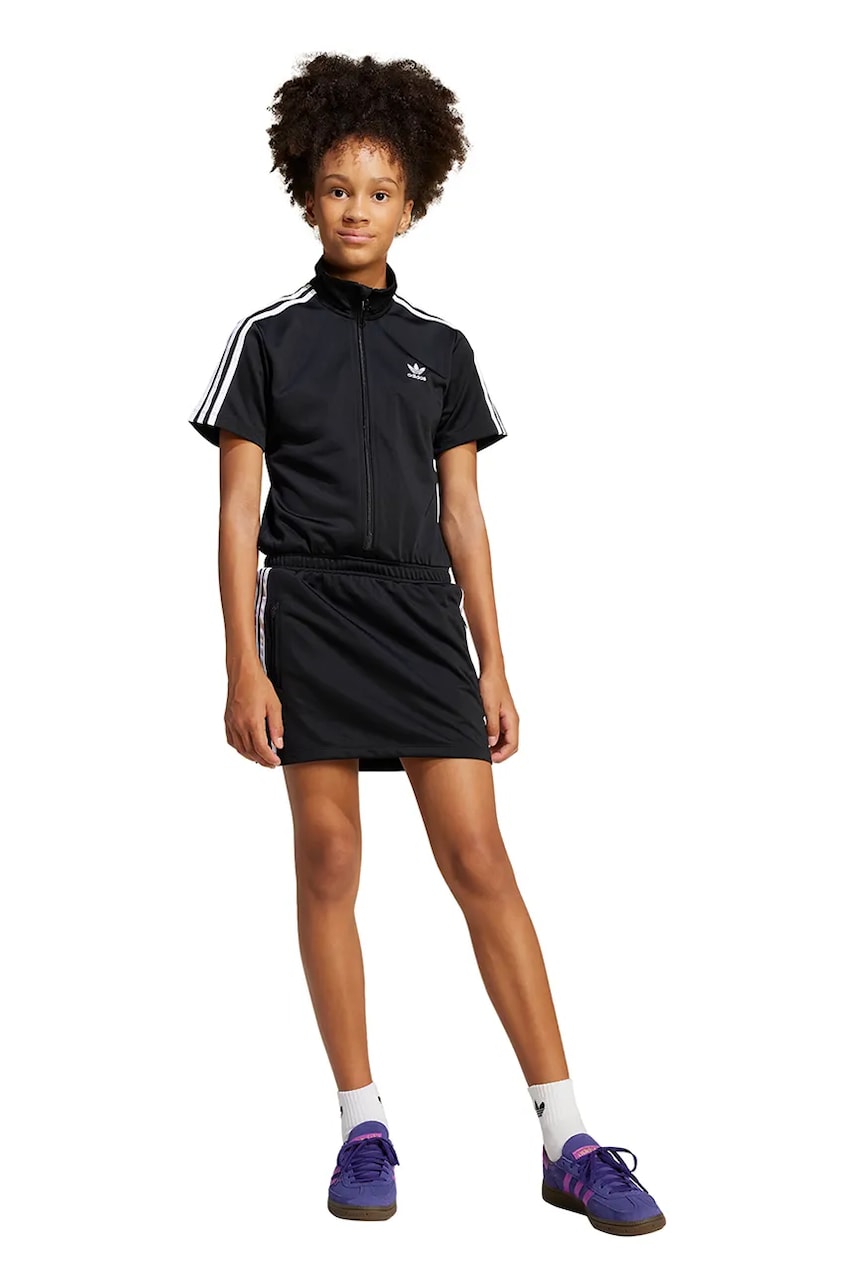adidas Originals rochie fete culoarea negru, mini, evazati, JD3535 adidas Originals rochie fete culoarea negru, mini, evazati, JD3535