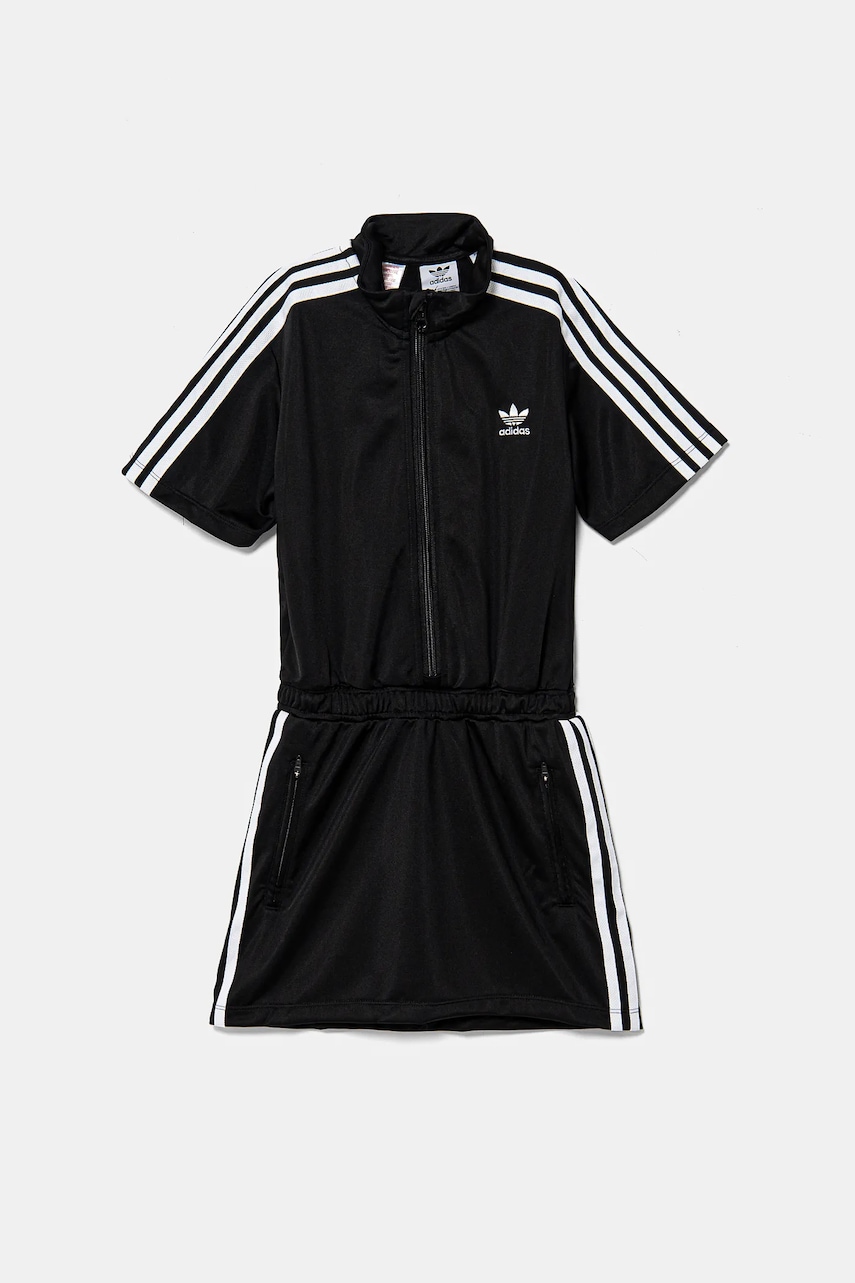 Детское платье adidas Originals цвет чёрный mini расклешённое JD3535 Детское платье adidas Originals цвет чёрный mini расклешённое JD3535