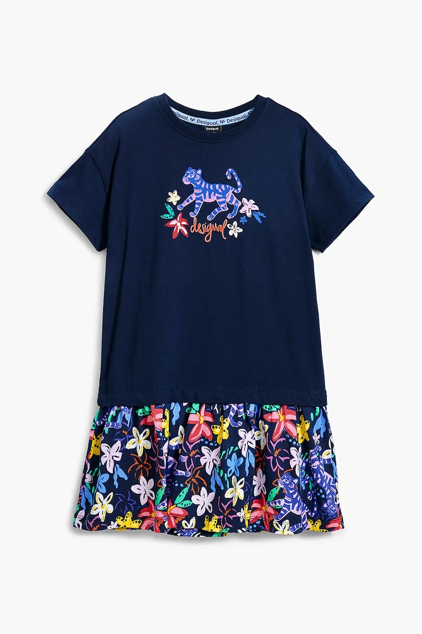 Дитяча бавовняна сукня Desigual колір синій mini пряма 25SGVK04 в Чернівцях Дитяча бавовняна сукня Desigual колір синій mini пряма 25SGVK04 в Чернівцях