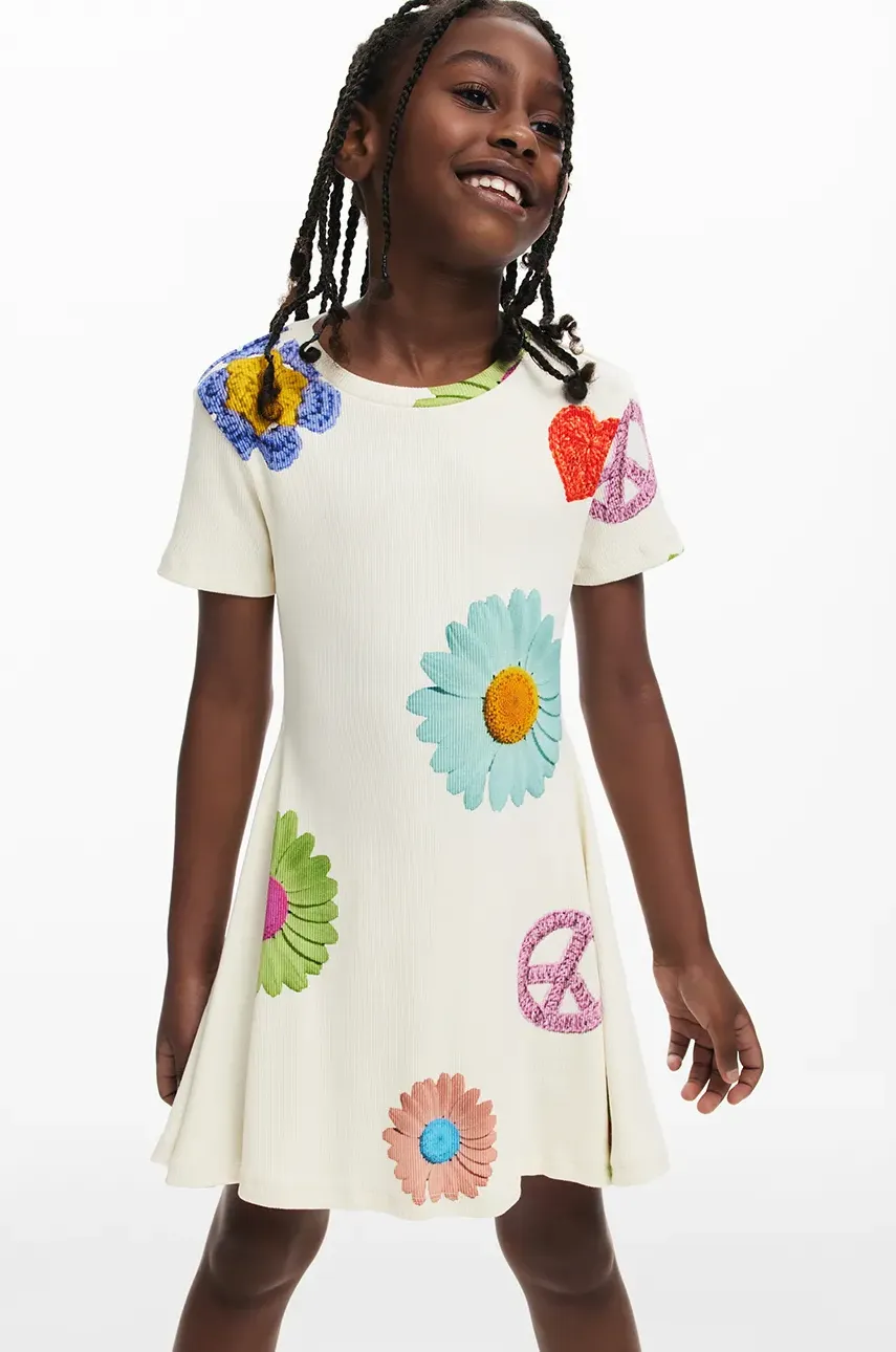 Desigual rochie fete culoarea bej, mini, evazati, 25SGVK20