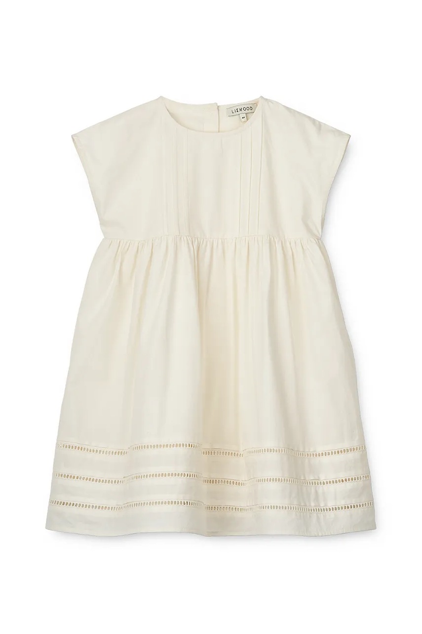 Хлопковое детское платье Liewood Gudrun Dress цвет бежевый mini расклешённое LW18712