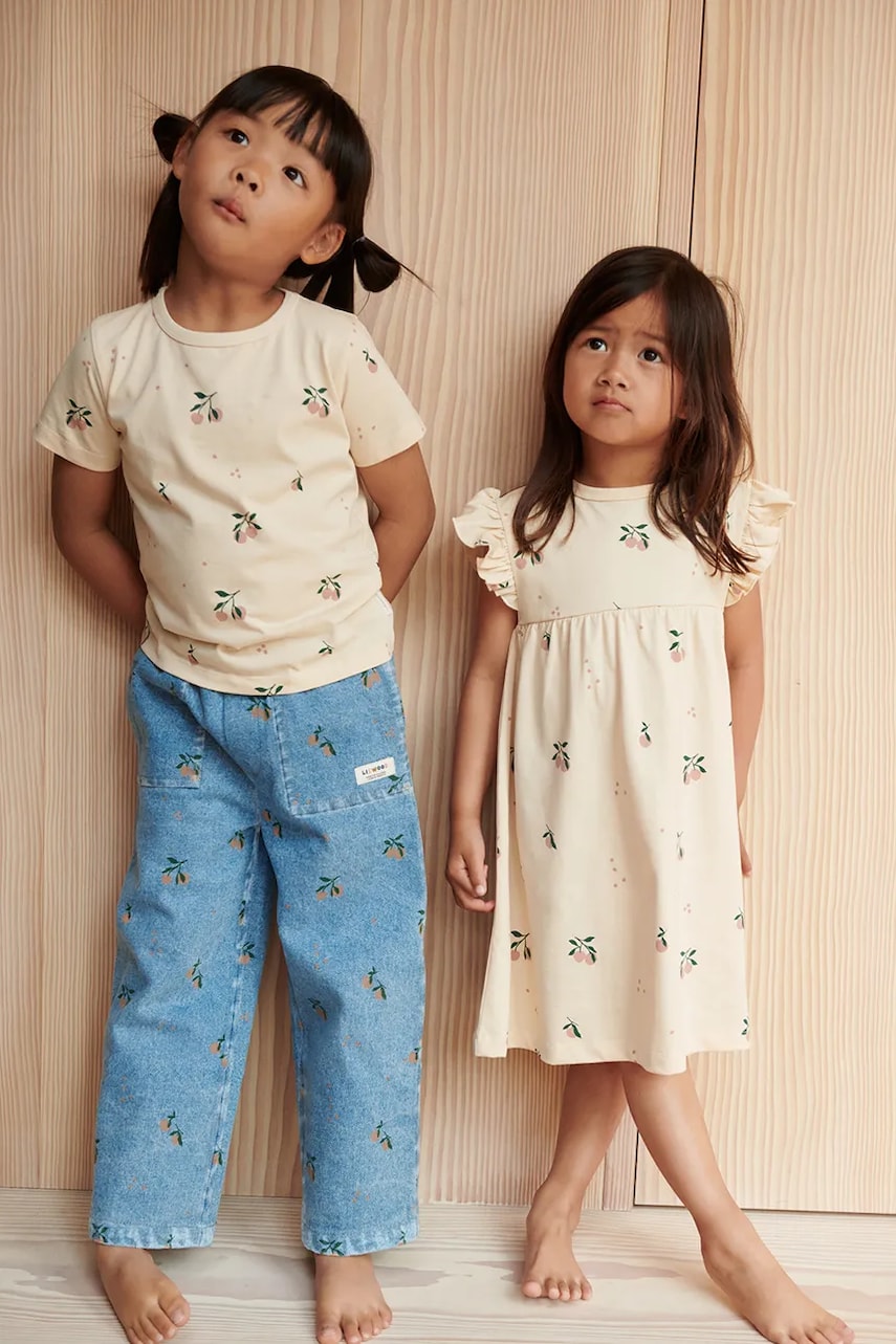 Liewood rochie din bumbac pentru copii Neveah Printed Dress culoarea bej, mini, evazati, LW19803 Liewood rochie din bumbac pentru copii Neveah Printed Dress culoarea bej, mini, evazati, LW19803