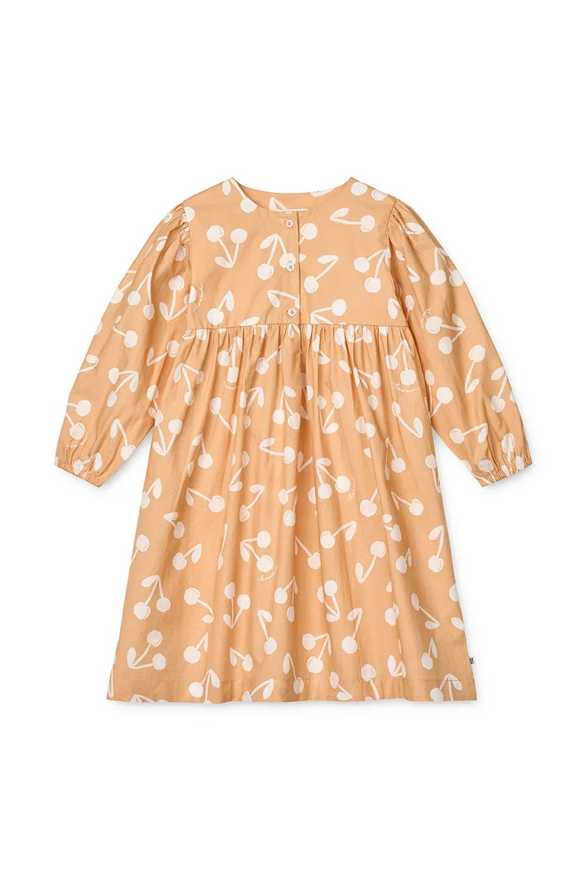 Хлопковое детское платье Liewood Ariana Printed Dress цвет оранжевый mini расклешённое LW19806