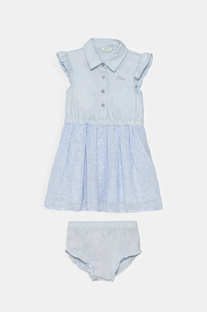 Levně Kojenecké šaty Guess modrá barva, midi, áčková, A5GK01 WG5P0