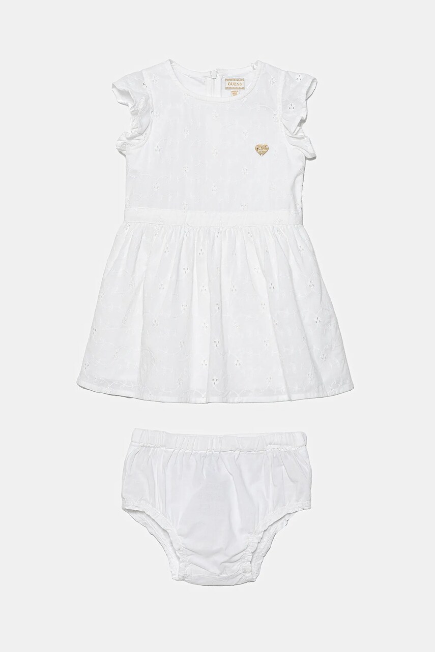 Levně Dětské bavlněné šaty Guess bílá barva, mini, A5GK04 WH710
