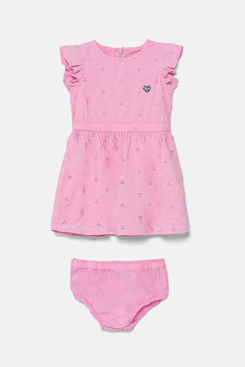 Levně Dětské bavlněné šaty Guess růžová barva, mini, A5GK04 WH710