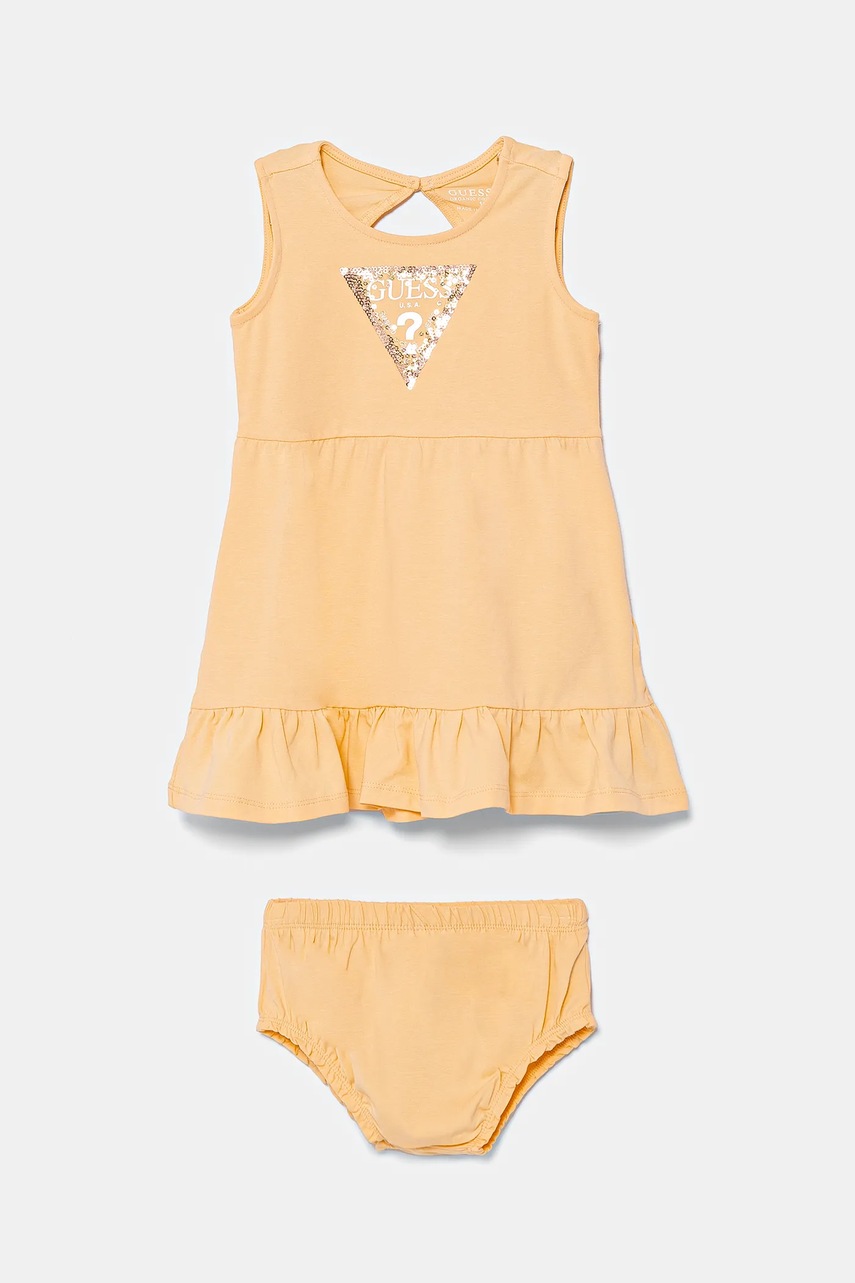 Levně Kojenecké šaty Guess oranžová barva, mini, áčková, A5GK06 K6YW4