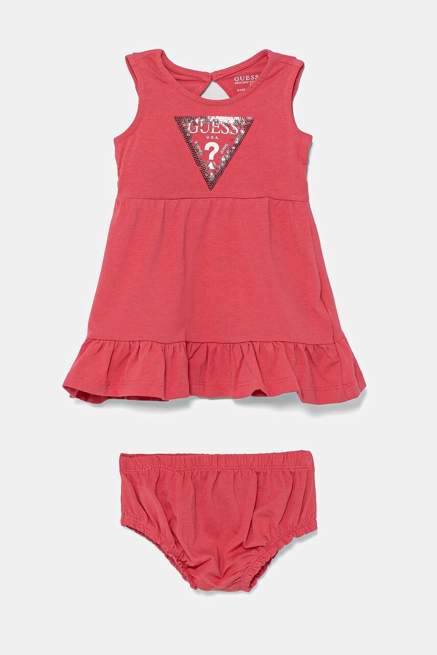 Levně Kojenecké šaty Guess růžová barva, mini, áčková, A5GK06 K6YW4