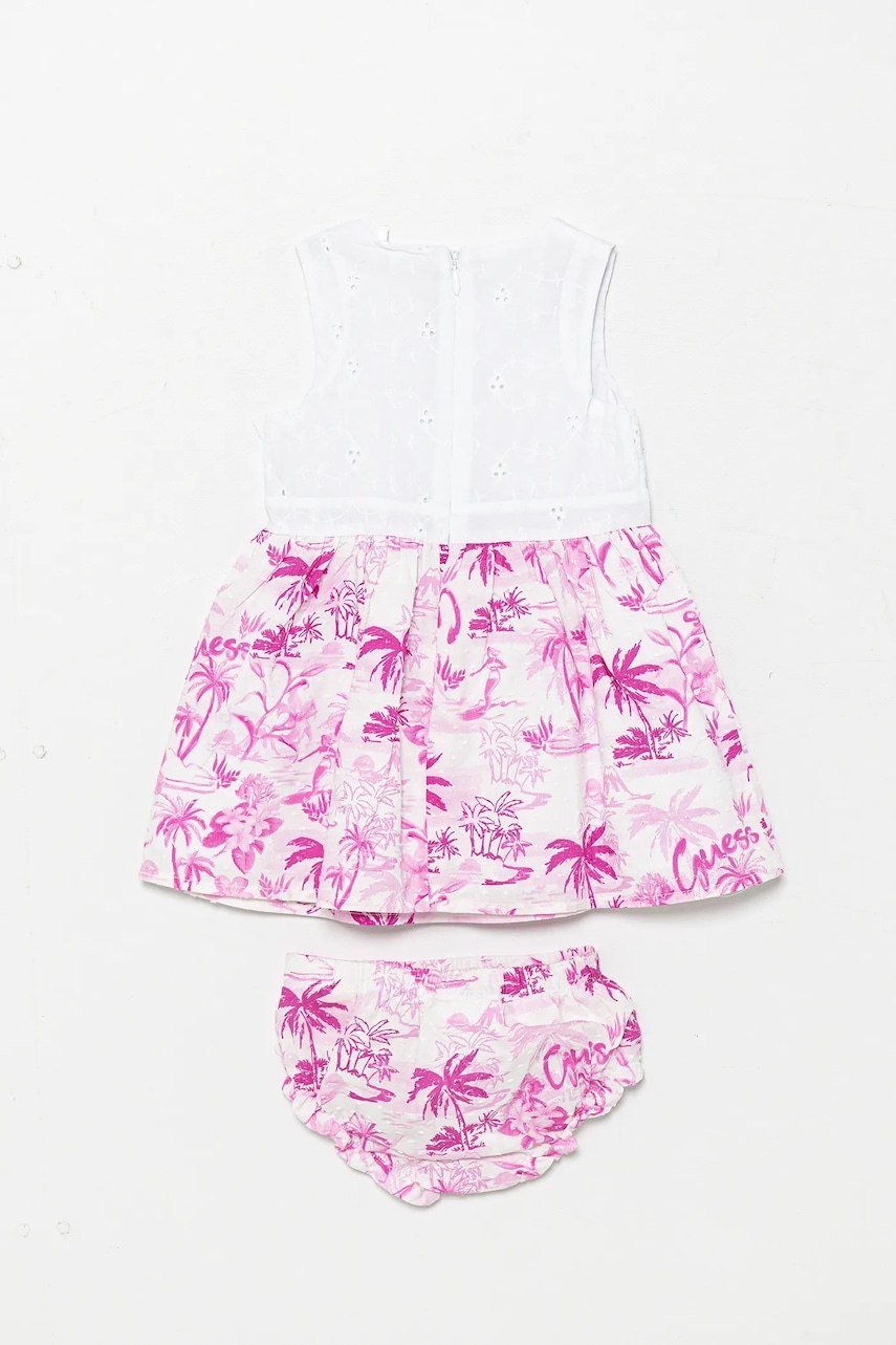 Детское хлопковое платье Guess цвет белый mini расклешённое A5GK10 WH710 Детское хлопковое платье Guess цвет белый mini расклешённое A5GK10 WH710