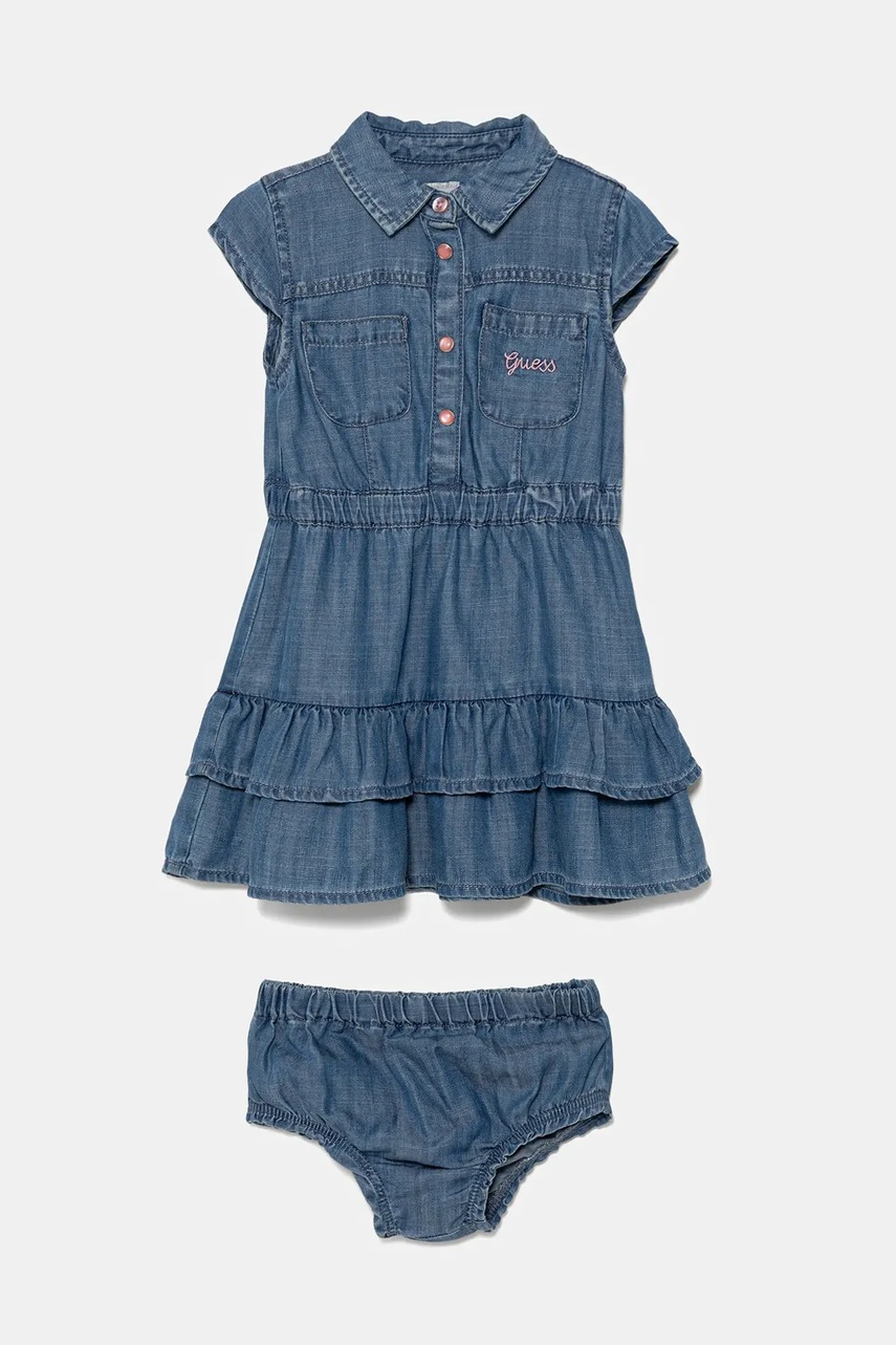Levně Kojenecké šaty Guess tmavomodrá barva, mini, áčková, A5GK12 D3X30