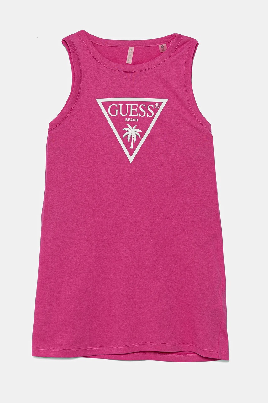 Levně Dětské bavlněné šaty Guess růžová barva, mini, J4GK35 JA914