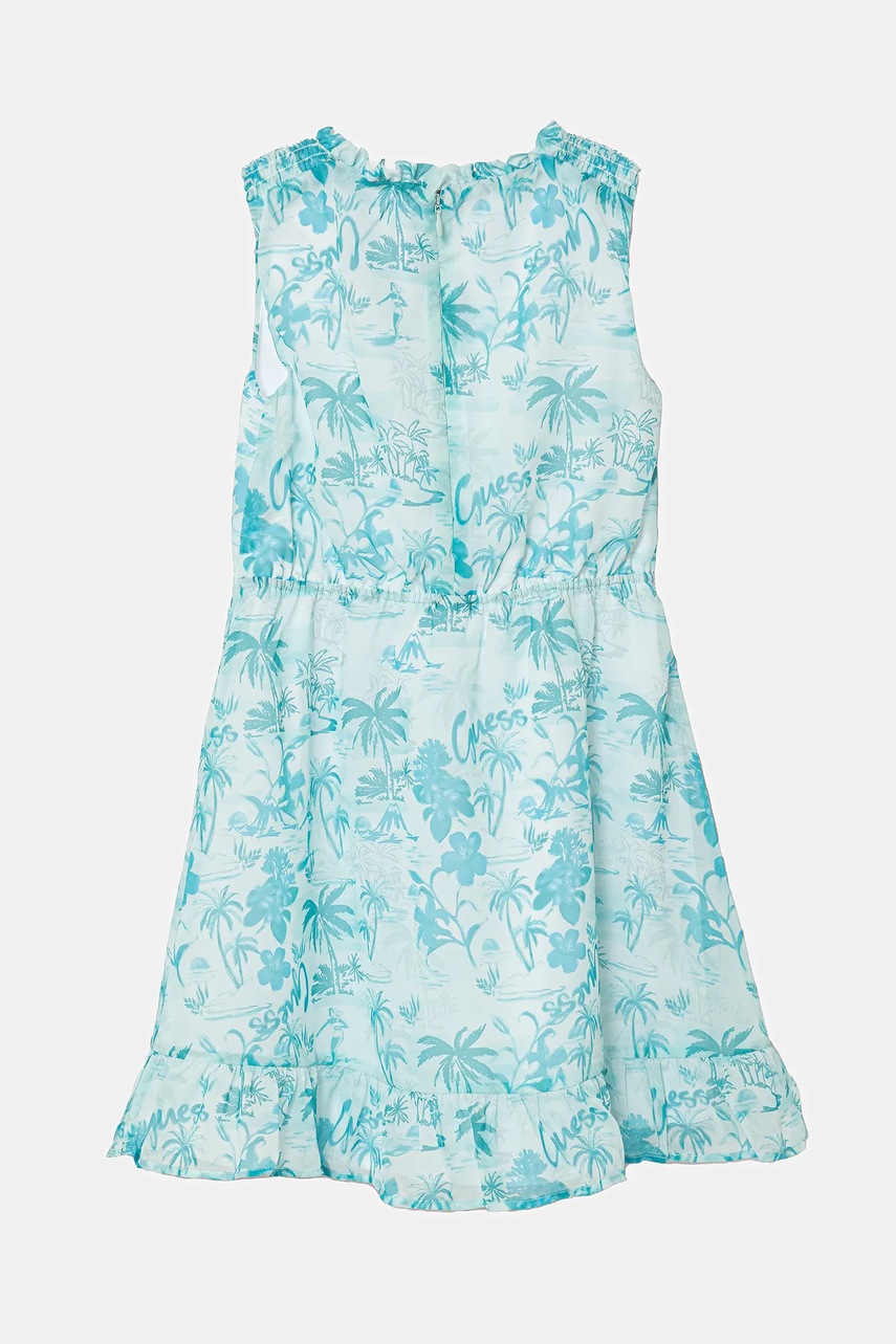 Детское платье Guess цвет бирюзовый mini расклешённое J5GK28 WA2T0 Детское платье Guess цвет бирюзовый mini расклешённое J5GK28 WA2T0