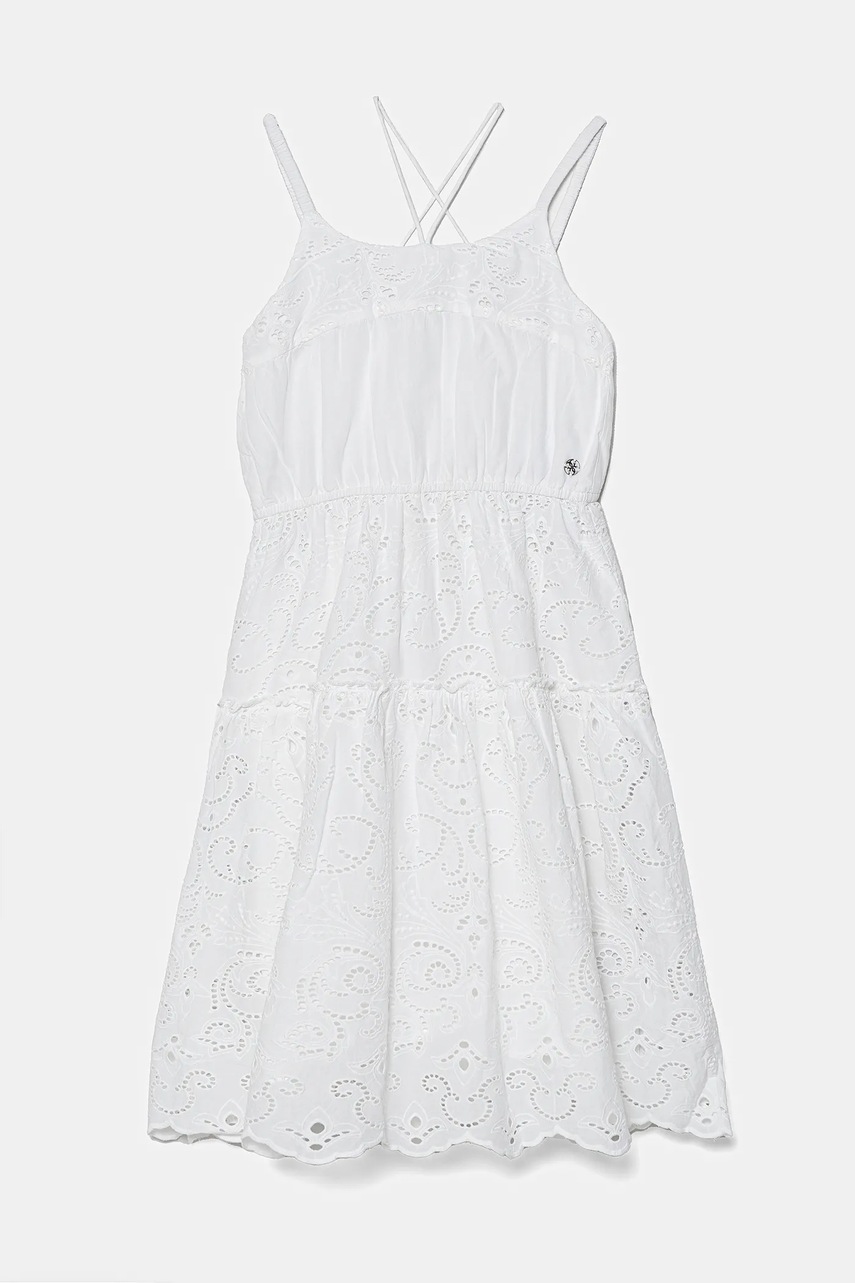Levně Dětské bavlněné šaty Guess bílá barva, mini, J5GK30 WH7D0