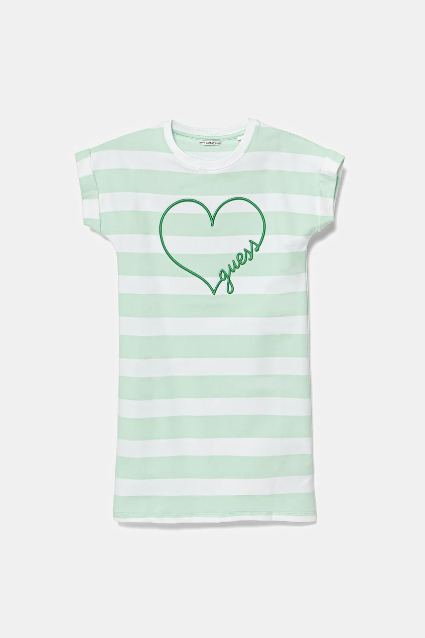 Levně Dívčí šaty Guess zelená barva, mini, J5GK33 KBOR4