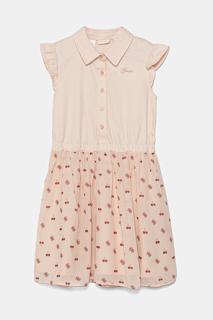Levně Dívčí šaty Guess béžová barva, midi, K5GK03 WG5P0