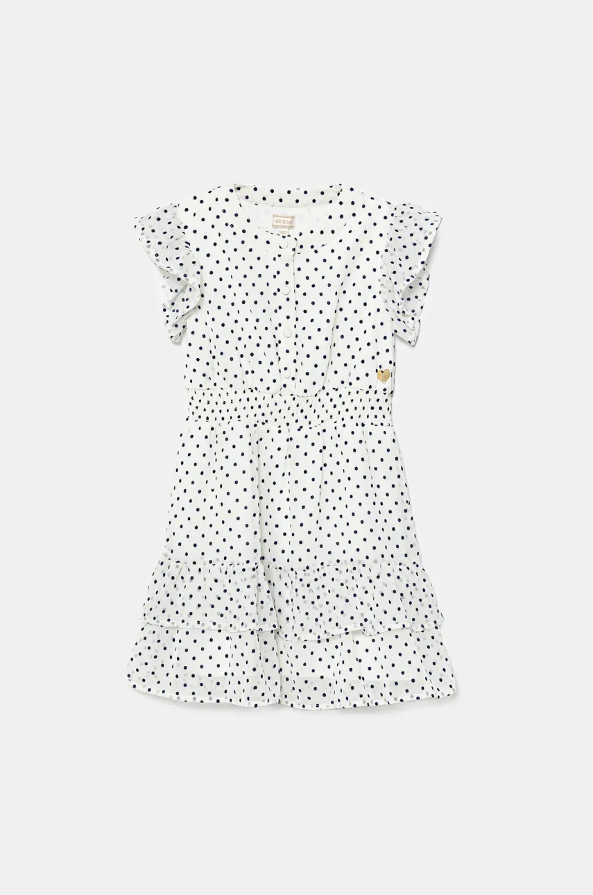 Levně Dívčí šaty Guess bílá barva, mini, K5GK04 WA2T0
