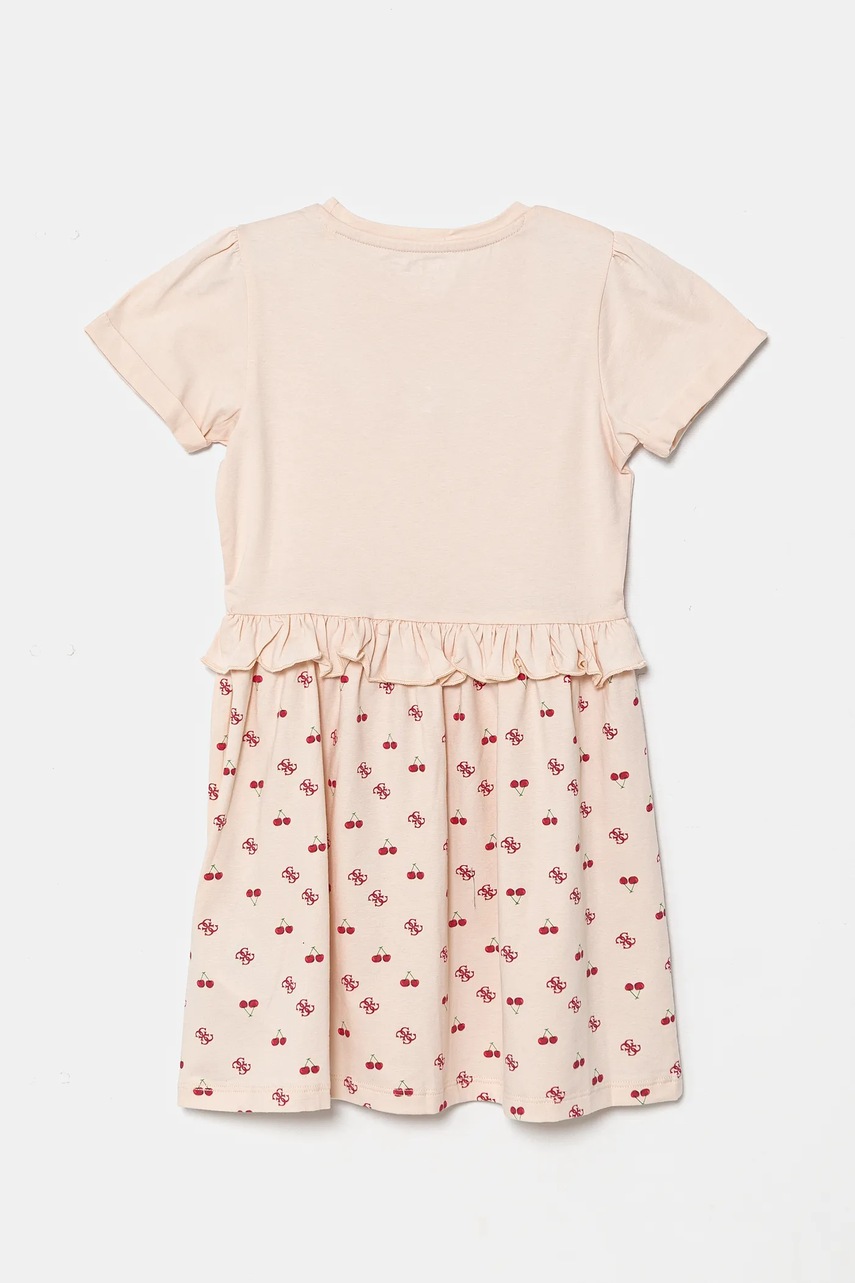 Хлопковое детское платье Guess цвет бежевый mini расклешённое K5GK08 K6YW4