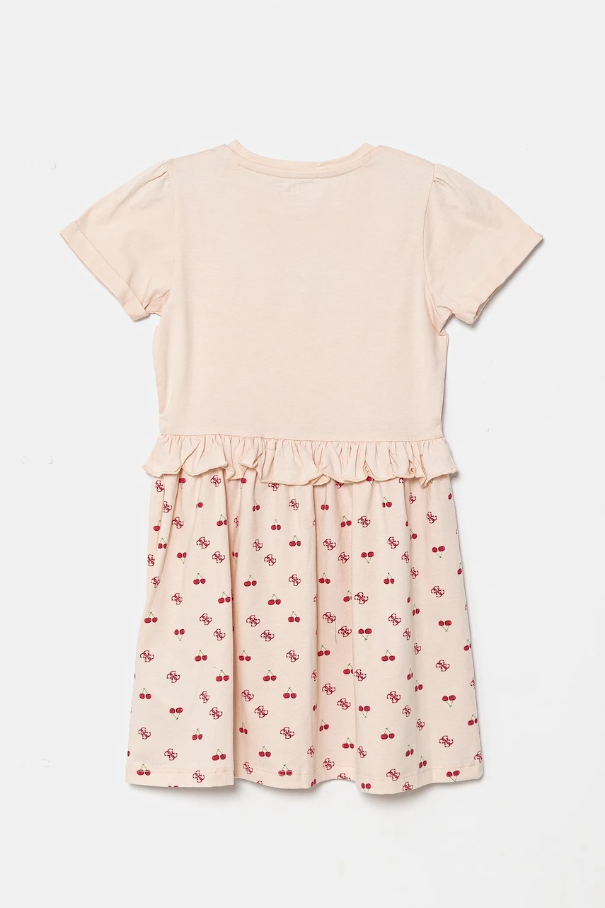 Хлопковое детское платье Guess цвет бежевый mini расклешённое K5GK08 K6YW4 Хлопковое детское платье Guess цвет бежевый mini расклешённое K5GK08 K6YW4