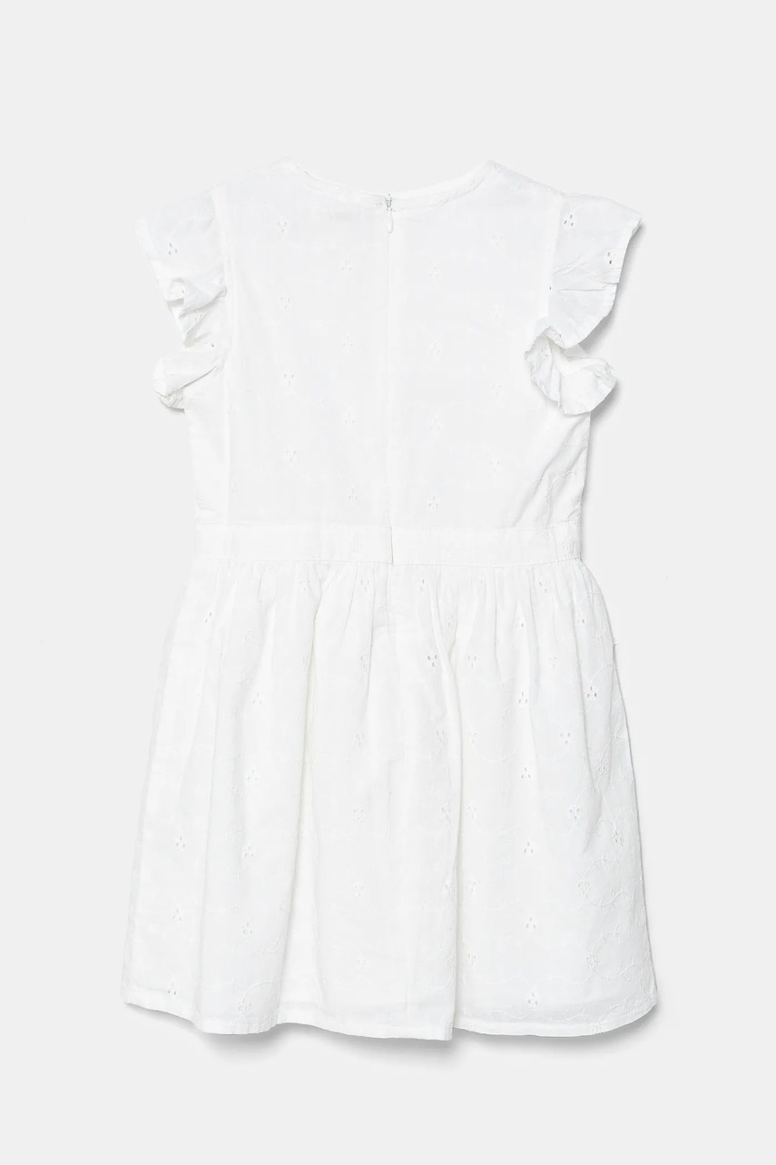 Хлопковое детское платье Guess цвет белый mini расклешённое K5GK12 WH710 Хлопковое детское платье Guess цвет белый mini расклешённое K5GK12 WH710
