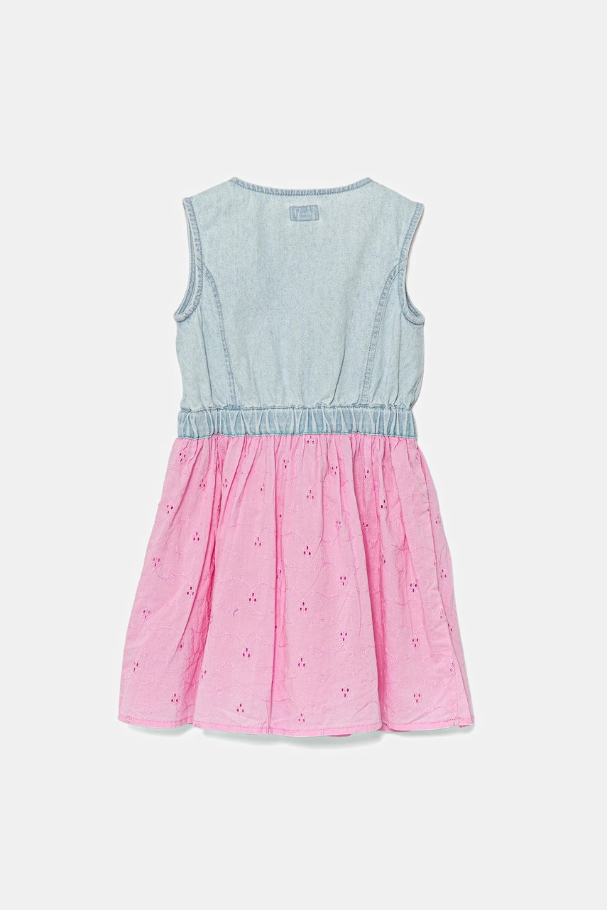 Хлопковое детское платье Guess цвет розовый mini расклешённое K5GK17 D5NZ0