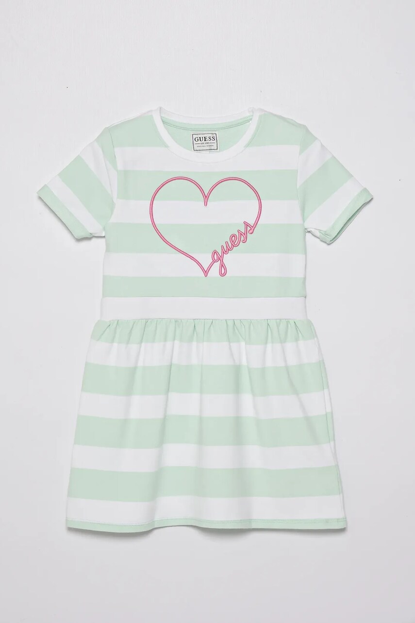 Levně Dívčí šaty Guess tyrkysová barva, mini, K5GK28 KBOR4