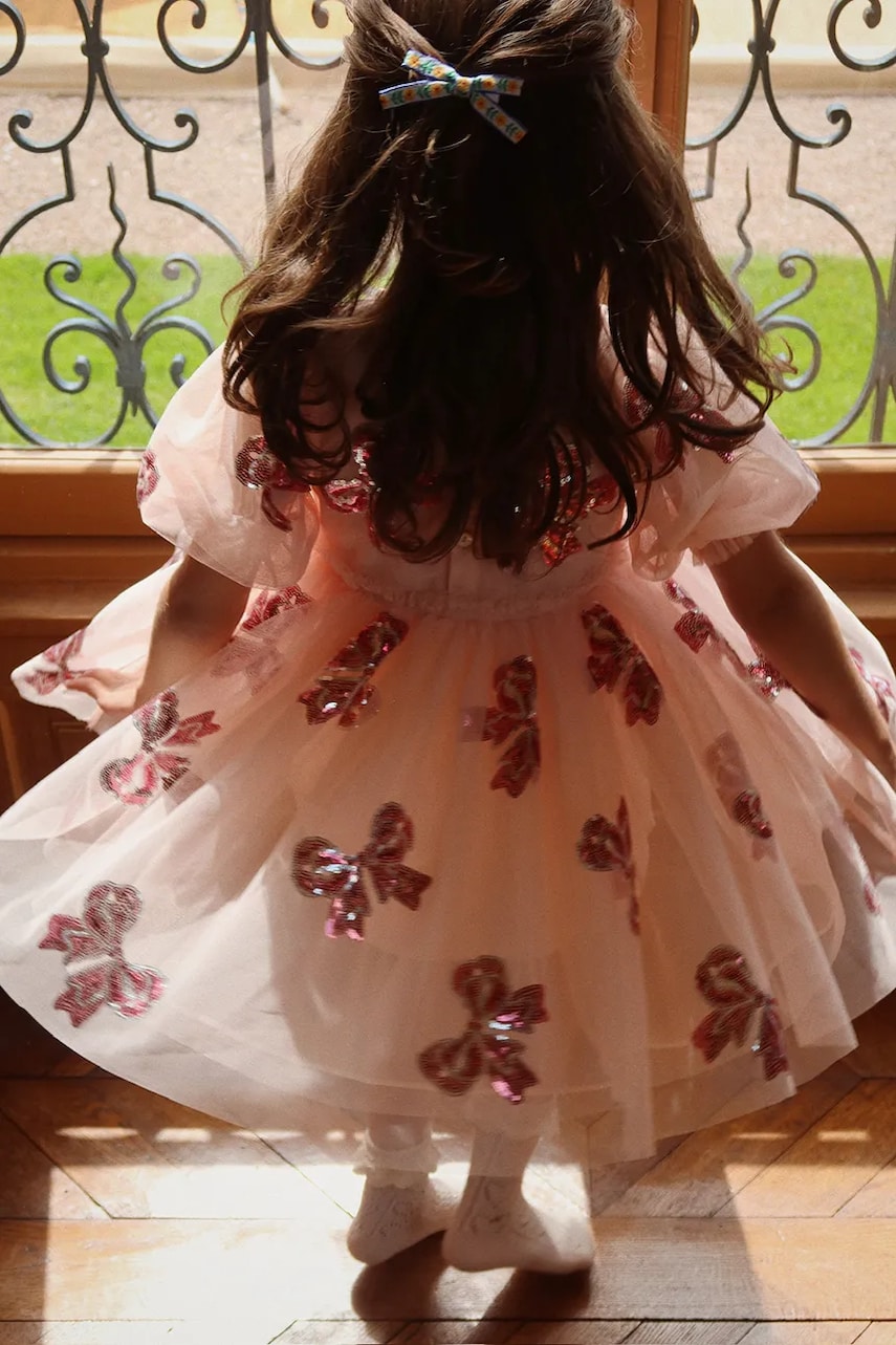 Konges Sløjd rochie fete YVONNE SLEEVE DRESS culoarea roz, mini, evazată, KS102439 Konges Sløjd rochie fete YVONNE SLEEVE DRESS culoarea roz, mini, evazată, KS102439