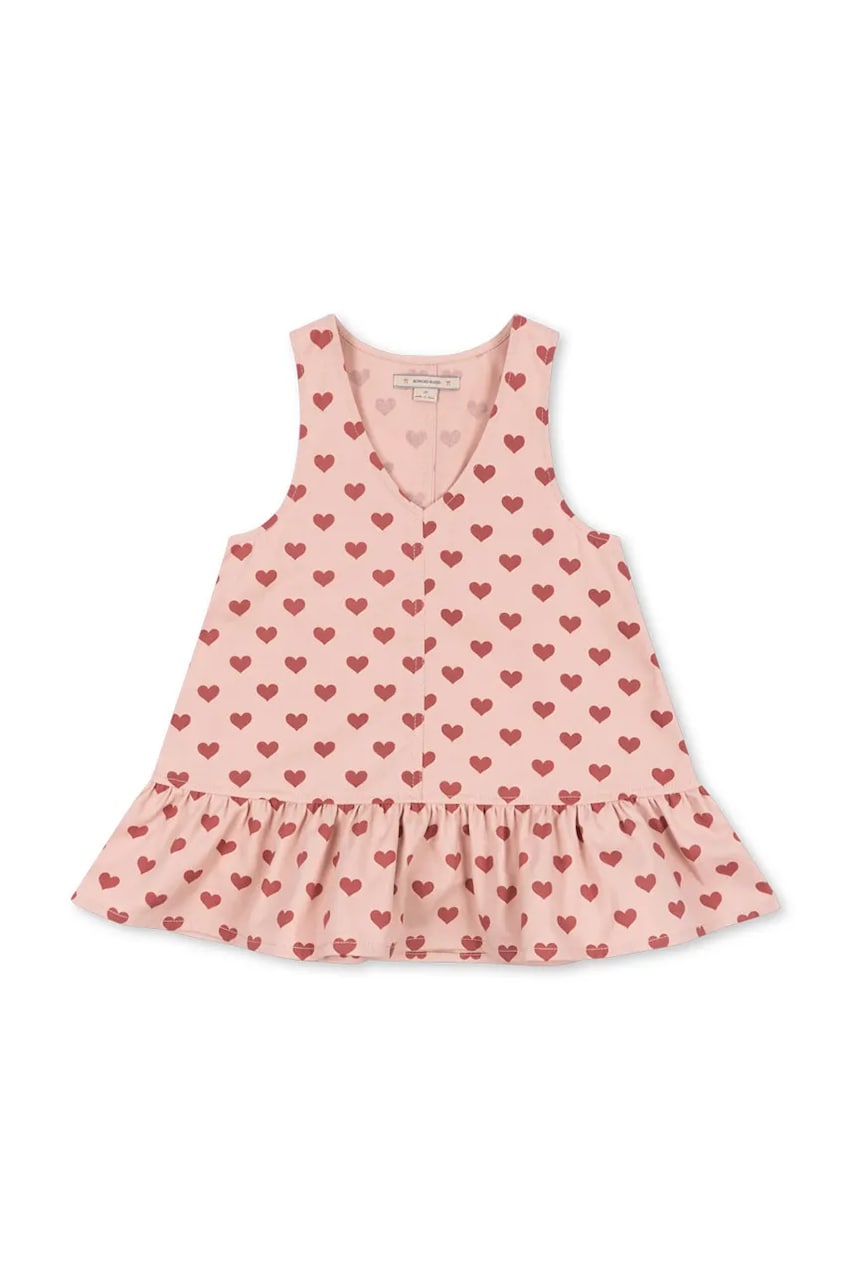 Konges Sløjd rochie din bumbac pentru copii FEN DRESS GOTS culoarea roz, mini, evazată, KS102443
