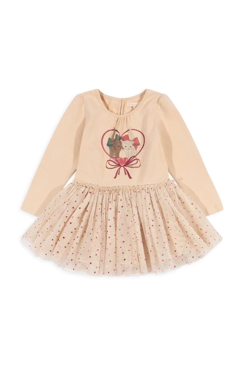Konges Sløjd rochie fete FAIRY BALLERINA DRESS culoarea bej, mini, evazată, KS102721 Konges Sløjd rochie fete FAIRY BALLERINA DRESS culoarea bej, mini, evazată, KS102721